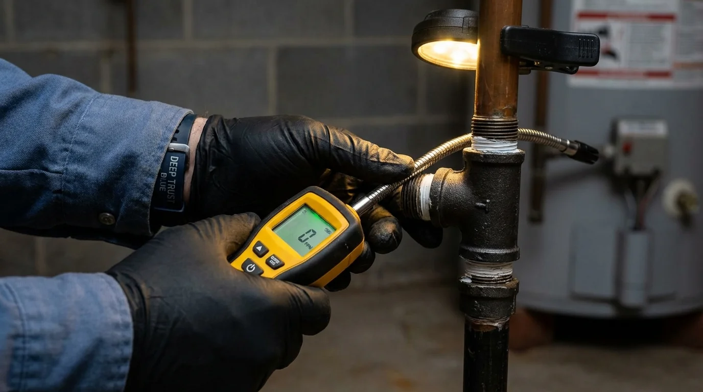 Gas leak detection with electronic sniffer by Johns Plumbing LLC in Bigfork