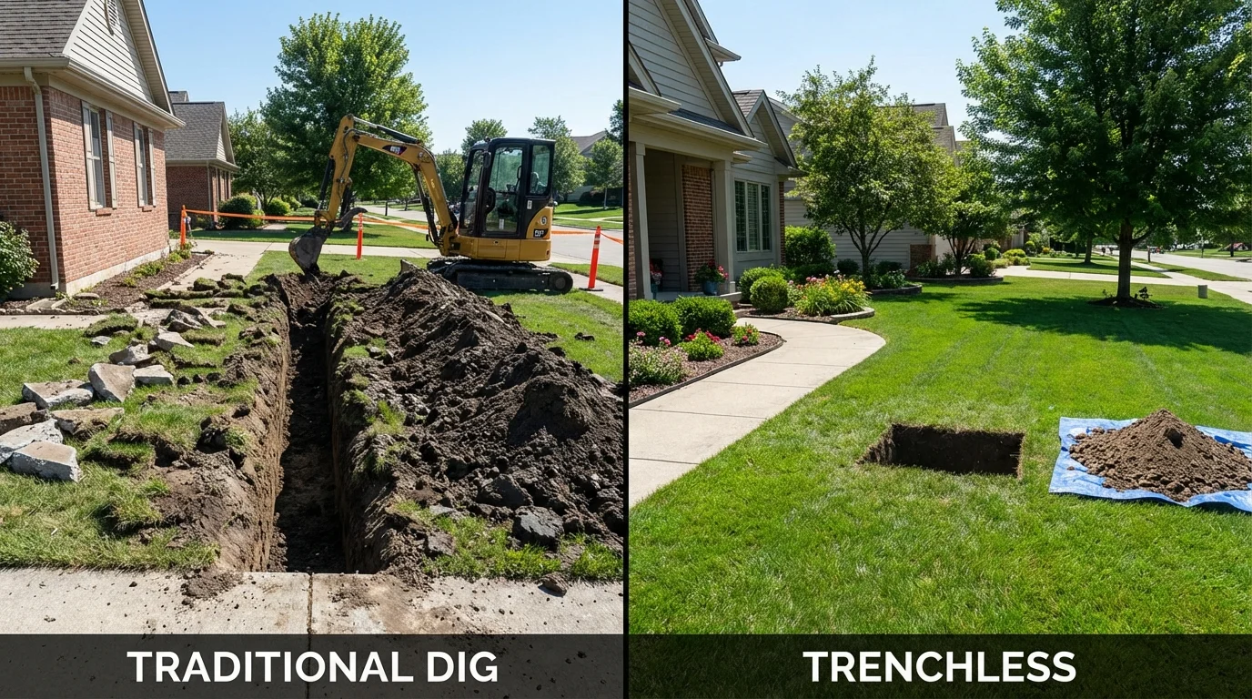 Trenchless sewer repair with minimal yard damage versus traditional excavation in Bigfork, MT
